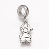 304 Stainless Steel European Dangle Charms X-OPDL-K001-21AS-1
