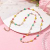 Real 18K Gold Plated Brass Enamel Heart Link Chain Necklaces NJEW-JN04533-5