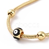 Enamel Evil Eye Round Beaded Bracelet with Brass Round Snake Chains for Women BJEW-G654-01G-2
