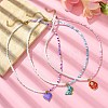 3Pcs 3 Style Alloy Enamel Pendant Necklaces Set with Glass Seed Beaded Chains NJEW-JN04457-6