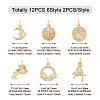 Fashewelry 12Pcs 6 Style Brass Micro Pave Clear Cubic Zirconia Charms KK-FW0001-11-4