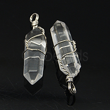 Natural Quartz Crystal Double Terminated Pointed Pendants G-J062-05P