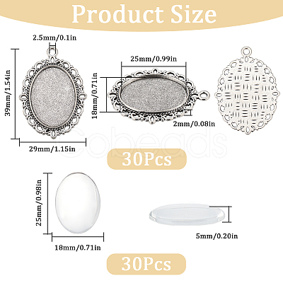 SUNNYCLUE DIY Blank Oval Dome Pendant Making Kit DIY-SC0023-73-1