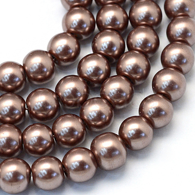 Baking Painted Pearlized Glass Pearl Round Bead Strands X-HY-Q330-8mm-78-1