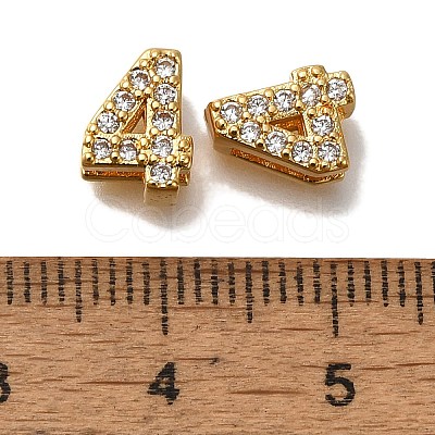 Rack Plating Number Brass Micro Pave Clear Cubic Zirconia Silde Charms KK-A231-13E-1