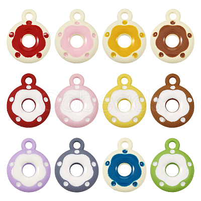 24Pcs 12 Colors Frosted Painted Colored Alloy Pendants FIND-TA0003-24-1