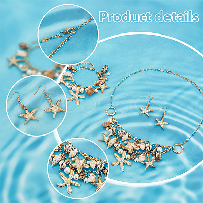 PandaHall Elite Natural Shell & Starfish Beach Jewelry Set SJEW-PH0001-14-1