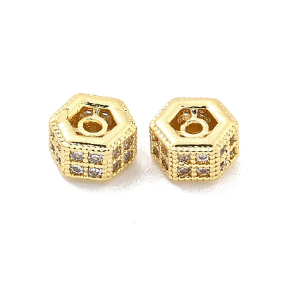 Brass Micro Pave CLear Cubic Zirconia Beads KK-Z044-07G-1