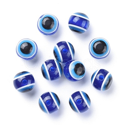 Round Evil Eye Resin Beads X-RESI-R159-12mm-08-1