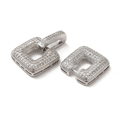 Brass Micro Pave Clear Cubic Zirconia Fold Over Clasps KK-G481-04P-1