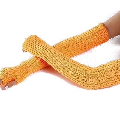 Acrylic Fibers Knitting Long Fingerless Gloves PW-WG9BE2E-15-1