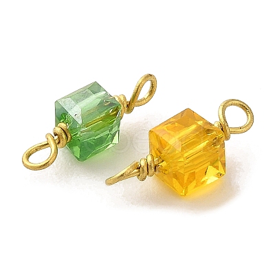 Faceted Glass Connector Charms GLAA-E046-02C-1