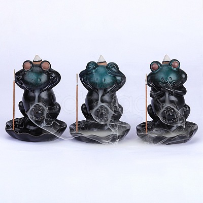 3Pcs 3 Styles Ceramic Decorations Lotus Frog Flowback Incense Stove Ceramic Incense Stove Decorations Gift JX846A-1