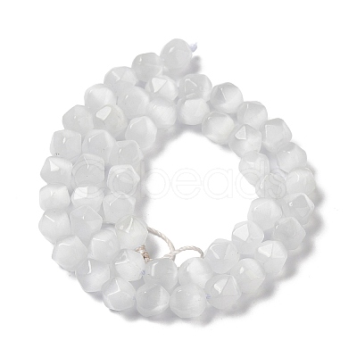 White Cat Eye Beads Strands G-Q169-E10-01-1