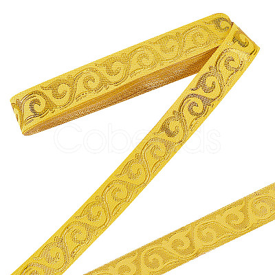 7M Polycotton Jacquard Flower Ribbon DIY-WH0568-58B-1