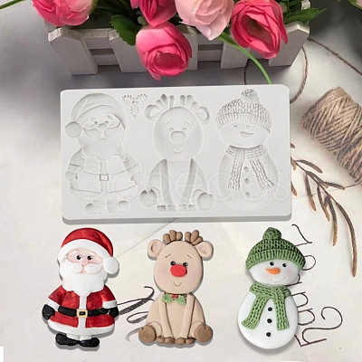 DIY Christmas Snowman & Santa Claus & Deer Fondant Food Grade Statue Silicone Molds XMAS-PW0001-024-1