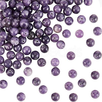 Olycraft 2 Strands Natural Lepidolite/Purple Mica Stone Beads Strands G-OC0003-28-1