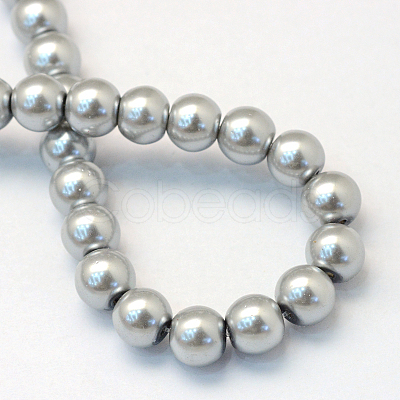 Baking Painted Pearlized Glass Pearl Round Bead Strands X-HY-Q003-4mm-34-1