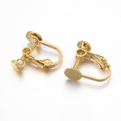 Brass Clip-on Earring Settings X-KK-K225-14-G-1