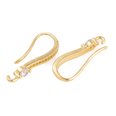 Rack Plating Brass Cubic Zirconia Earring Hooks KK-S374-05G-06-1