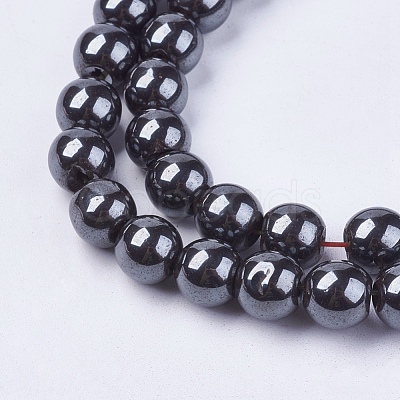 Non-magnetic Synthetic Hematite Bead Strands G-R193-19-8mm-1