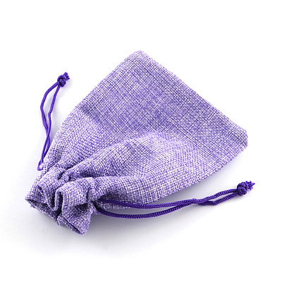 Polyester Imitation Burlap Packing Pouches Drawstring Bags ABAG-R005-9x7-03-1