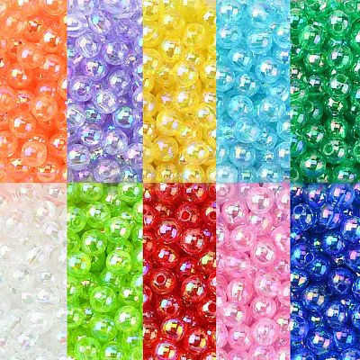 3000Pcs 10 Colors Eco-Friendly Transparent Acrylic Beads TACR-CJ0001-15-1