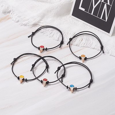 Ice Cream Acrylic Enamel Beads Adjustable Cord Bracelet for Teen Girl Women BJEW-JB07046-1