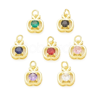 Rack Plating Brass Cubic Zirconia Charms KK-C011-52G-1