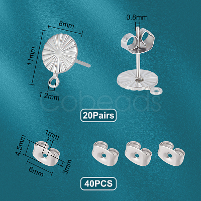 Unicraftale 20 Pairs 304 Stainless Steel Stud Earring Findings STAS-UN0049-52-1