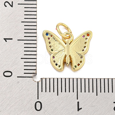 Rack Plating Brass Micro Pave Cubic Zirconia with Enamel Charms KK-Q814-23G-03-1