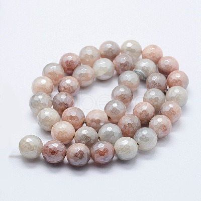 Electroplated Natural Imitation Sunstone Gemstone Beads Strands G-G749-06B-6mm-1