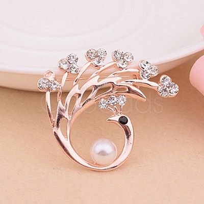 Alloy Glass Rhinestone Brooch PW-WG27359-03-1