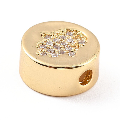 Rack Plating Brass Micro Pave Cubic Zirconia Beads ZIRC-C035-24G-1