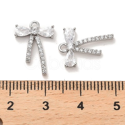 Brass Micro Pave Clear Cubic Zirconia Pendants KK-C054-23P-1