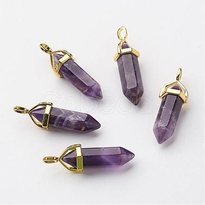 Natural Amethyst Pointed Pendants G-G902-A04-1