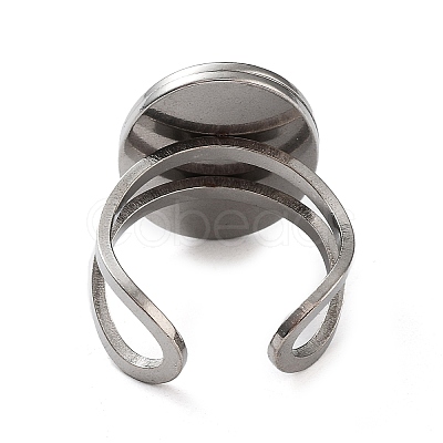 Non-Tarnish Ion Plating(IP) 304 Stainless Steel Cuff Pad Ring Settings STAS-M333-02B-P-1