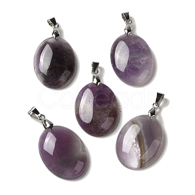 Natural Amethyst Pendants G-Z055-03P-11-1