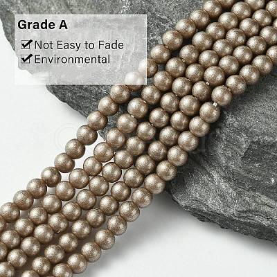 Eco-Friendly Round Baking Paint Glass Beads Strands HY-A003-4mm-RV48-1