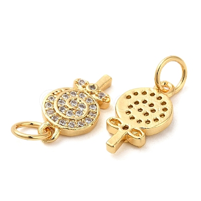 Rack Plating Brass Micro Pave Clear Cubic Zirconia Pendants KK-K349-14G-1