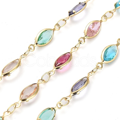 Handmade Colorful Glass Horse Eye Link Chains KK-F871-54G-1