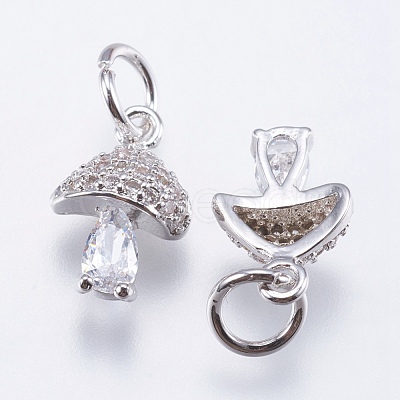 Brass Micro Pave Cubic Zirconia Charms X-RB-I077-25P-RS-1