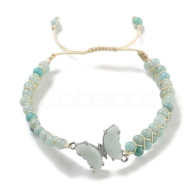 Natural Flower Amazonite Braided Round Bead Bracelets BJEW-K251-06H-1