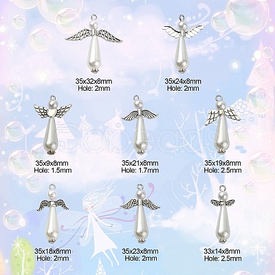 40Pcs 8 Styles Acrylic Imitation Pearl & Alloy Charms PALLOY-CJ0002-67-1