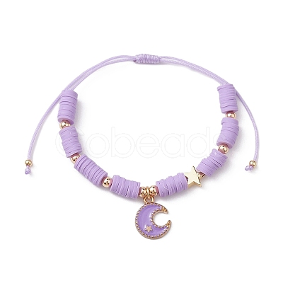 Alloy Enamel Moon & Star Charm Bracelet BJEW-JB09653-1