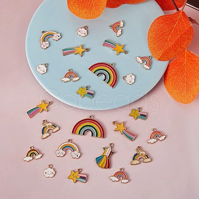 28Pcs 14 Style Alloy Enamel Pendants ENAM-SZ0002-70-1