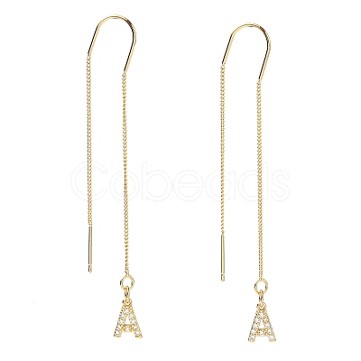 Brass Micro Pave Clear Cubic Zirconia Ear Threads EJEW-JE04295-01-1