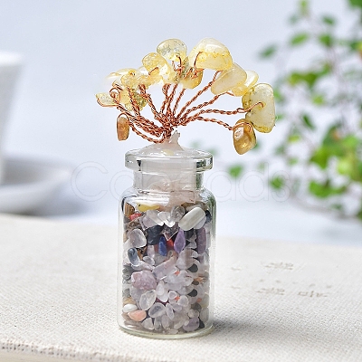 Natural Yellow Quartz Chips Tree Decorations PW-WG38529-02-1