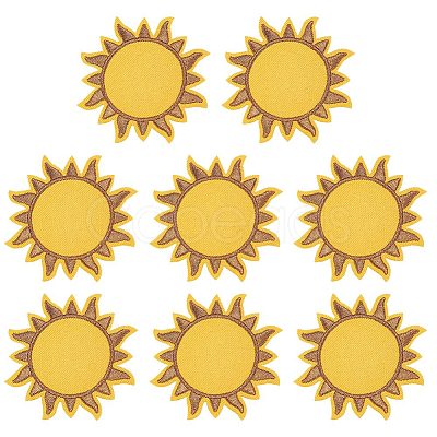 8Pcs Sun Polyester Cloth Embroidery Sew on Appliques PATC-FG0001-88-1