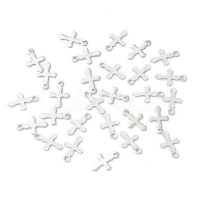 Non-Tarnish 304 Stainless Steel Tiny Cross Charms STAS-H149-01P-1